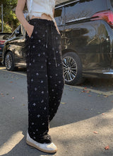 Lace ribbon banding wide pants