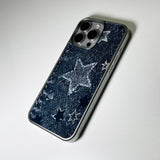 フェイドデニムスターダストスマホケース ダークインディゴ (SV_MagSafeGlass)