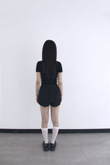 U-neck Layered Collar Crop T-shirt