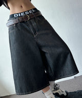 Sticky Stitch Back Cinch Denim Bermuda Shorts 2color