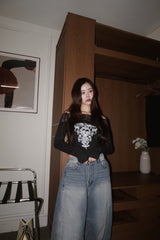 モイラブレースオフショルダーロングスリーブTシャツ