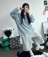BIG COLLAR OVER MOXY ストライプルーズ長袖Tシャツ💙🩵🤎❤4COLOR