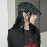 Stitch Stripe Hunting Cap (Black Denim)