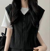 Long Pup Big Hooded Anorak String Hooded Windbreaker Vest Zip-up