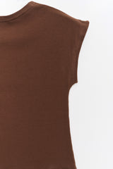 Logo Cubic Crop Top Brown