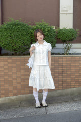 ロゼットポケットスカート(white)