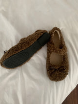 Fluffy Roomy Cozy Fleece Mary Jane Flats