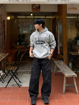 Twill curved wide cargo pants
