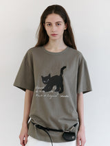 ローラキャットフレンズルーズフィットTシャツ カーキ