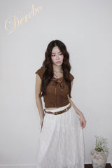 Texture Lace Ribbon Short Sleeve T-shirt