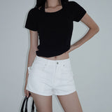 [Royen] Halter-Neck Layered Short-Sleeve T-Shirt - 3 Colors