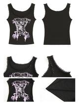 Black Corset Lace Sleeveless Tee
