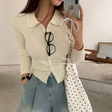 [BELLIDE MADE] Vivid, collar neck rib knit cardigan