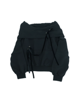 offshoulder ribbon hoodie(black)