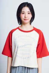 サイクルプリントラグラン ½Tシャツ (red/ivory)