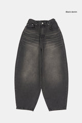 Kingston half banding balloon denim pants