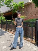 レース3ラインデニムジーンズ