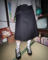 (3color) Pocket Wrap Belt Flare Midi Skirt