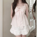 Summer Lace Ribbon Blouse - PINK