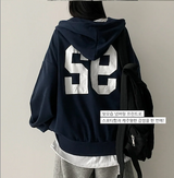 Moco Number Patch Embroidery Overfit Two Way Hooded Zip-Up