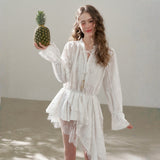 Cotton Embroidered Lace Flower Beads Romantic Dress