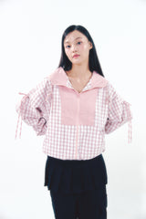 Check Ribbon Wind Breaker Pink