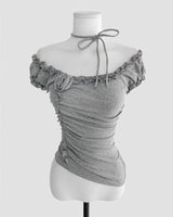 ジェームフリルロージーシャーリングトップ ( tie set )