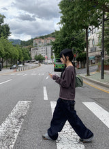 セレス バック アジャスト ローデニム ワイドパンツ