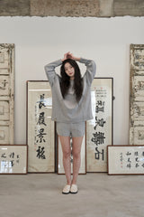 HEAVY-TERRY BALLOON SWEAT BOX TEE (Gray)
