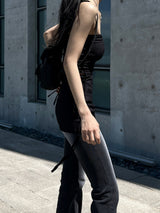 SALE! Side hole long strap sleeveless mini dress (2 colors)