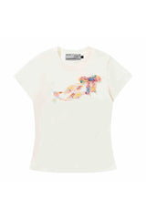 スリムクレヨンフラワーニットTシャツ