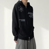Jinal Illustration Lettering Knit Two Way Hooded Zip-Up