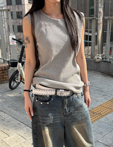 [Unisex] ダメージウォッシングノースリーブ(4color)