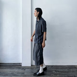 Openwork Knit Camp Collar Shirt