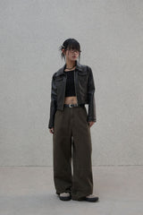 Studded pattern cotton pants