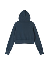 CUT OUT CROP HOOD ZIP-UP (INDIGO)
