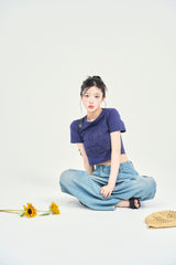 ワッペンステッチ半袖ミニTシャツ