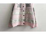 Pink snowflake cat knit cardigan