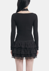 Sorin Lace Choker Knit Top