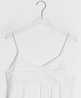 Omill Lace Shirring Sleeveless Midi Layered One Piece