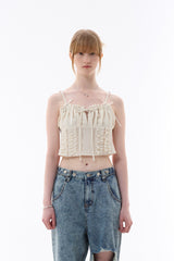 GAGA RIBBON BUSTIER / BEIGE