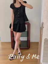 Back banding cotton cancan skirt(2color)