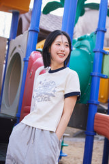 ユニバーサルプリント ½Tシャツ (ivory/navy)