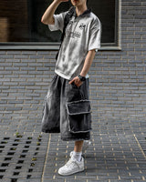 Daily Dirty Washing Collar Short-Sleeved T-shirt