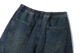 Curved Line Out Slab Denim Pants (Dark Blue)