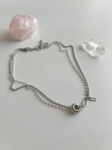 um Pearl Stainless Steel Two Lines Hip Bold Ball Layered Short Choker Wedding Necklace