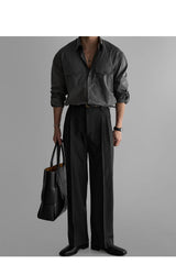 Stitch Roll Up Shirt [Charcoal]