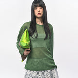 シースルー長袖Tシャツ GREEN