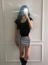 Pintuck Mini Satin Skirt