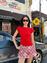 Check Floral Flare Mini Pants Skirt